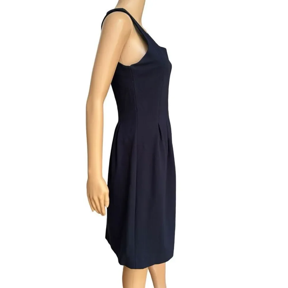 J. Crew Women's Blue Pleated Fit Flair Dress Sleeveless stretch back zipper Sz 4